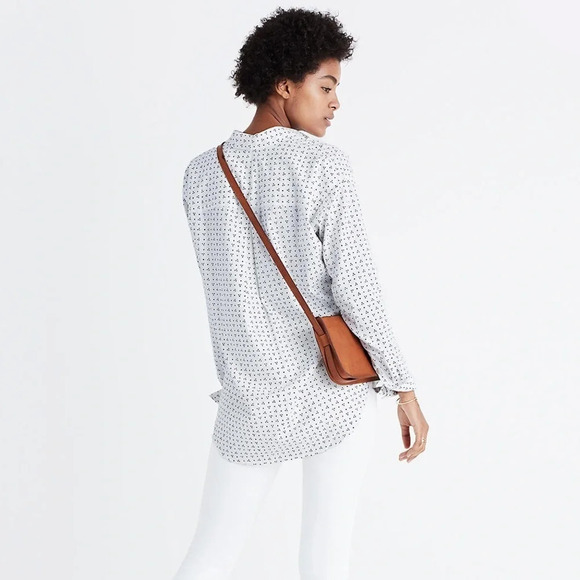 Madewell • Shrunken Trapeze Shirt in Penpoint Dot - Picture 3 of 10